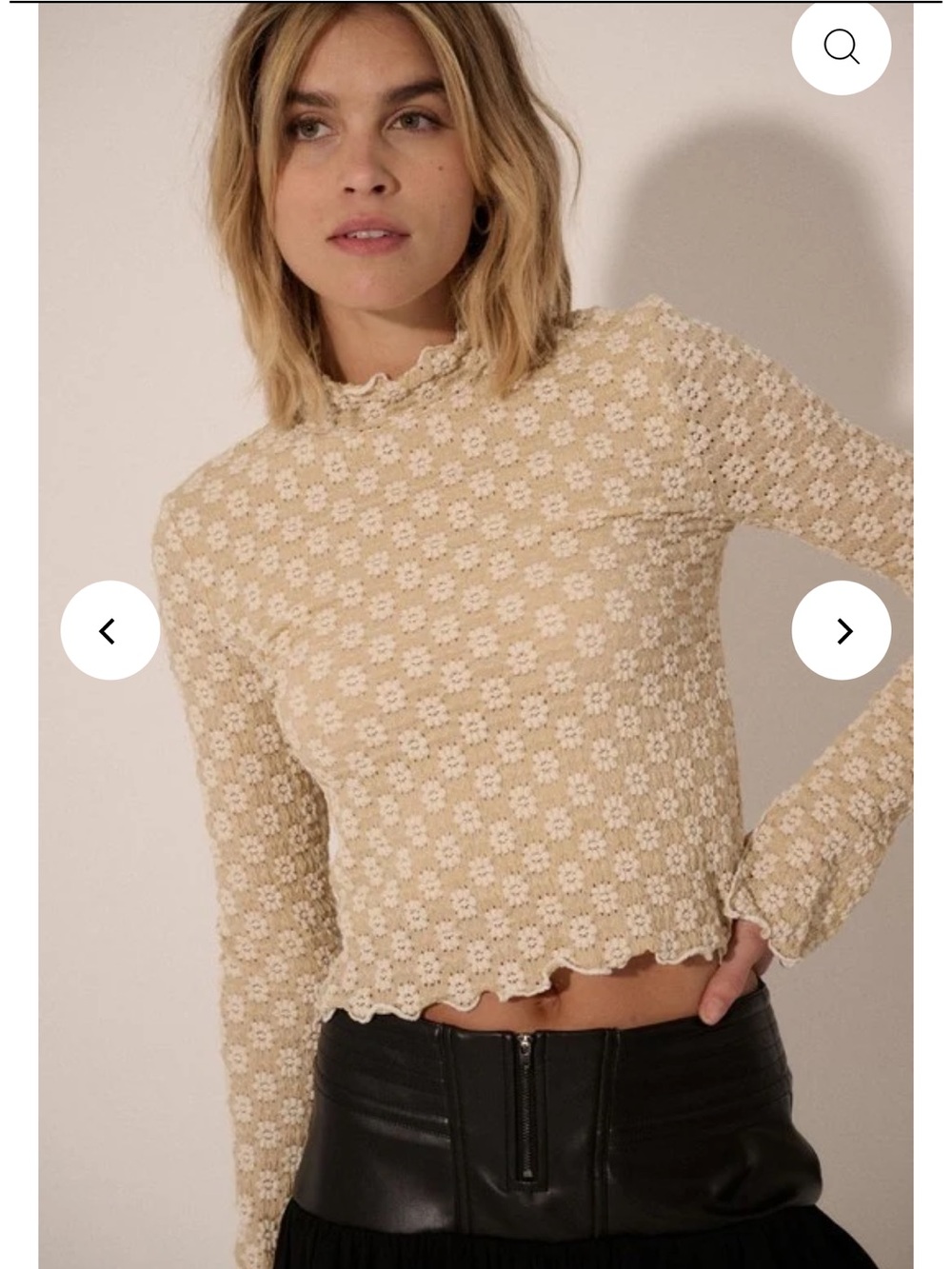 Promesa Winona Cream Floral-Texture Long Sleeve Top